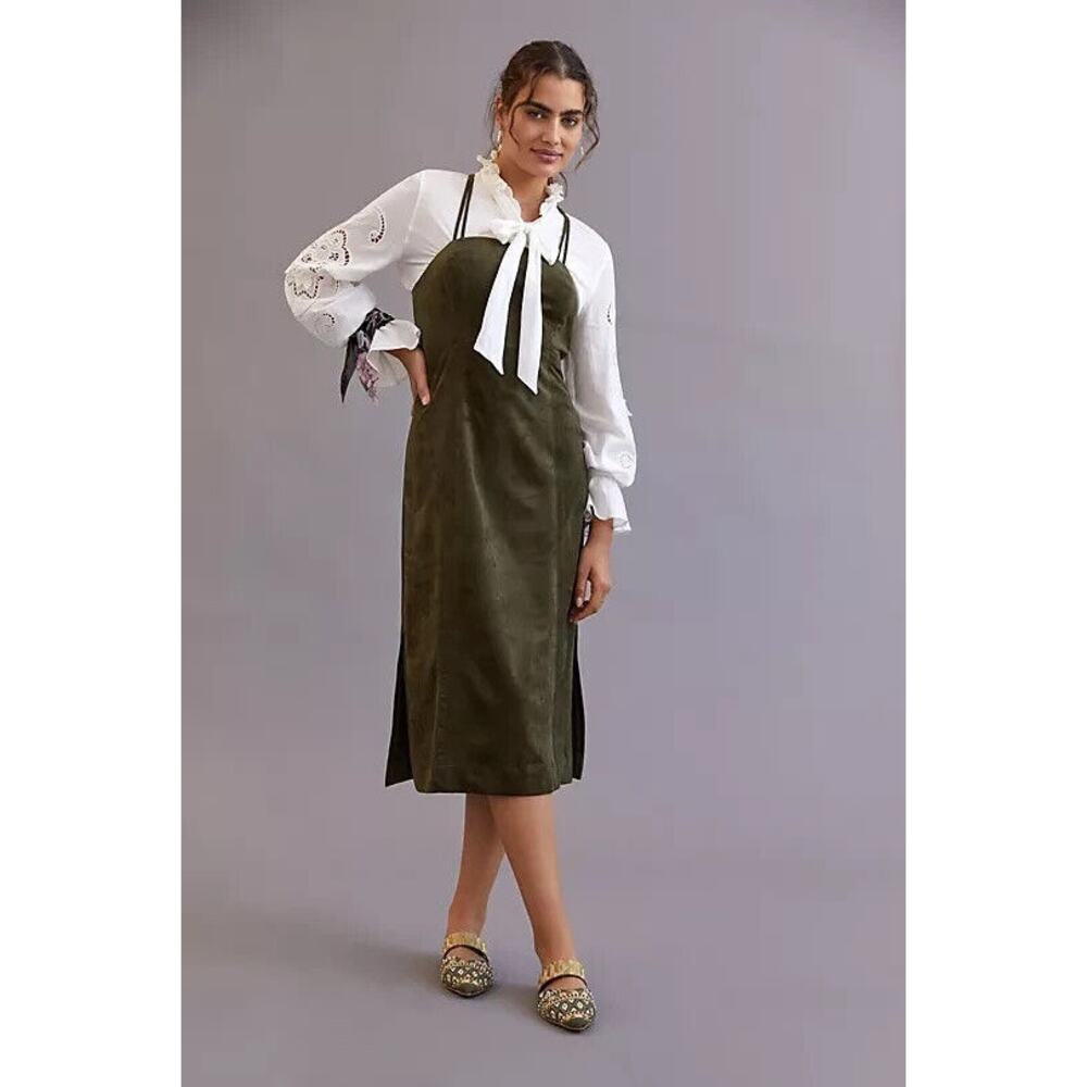 NWT Anthropologie Suede Slip Midi Dress Size 14